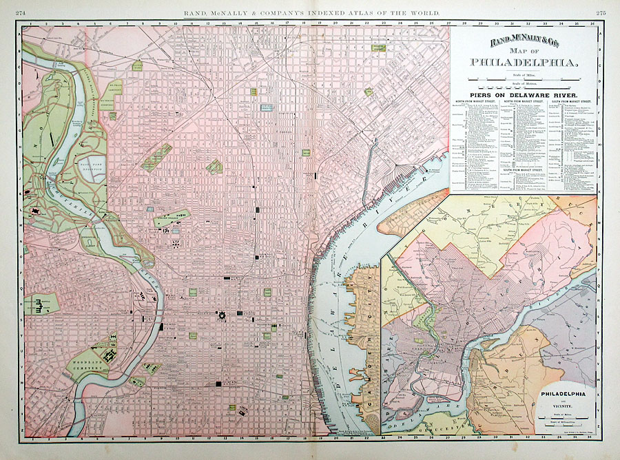 c 1891 Rand, McNally & Co Map of Philadelphia (Large)