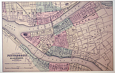 ''...PITTSBURGH AND ALLEGHENY...'' c. 1855 - Colton