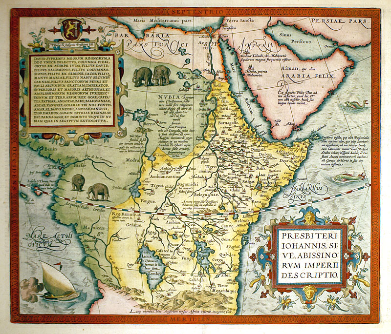 â€œPRESBITERI JOHANNIS...'' - Prester John - c. 1588 Ortelius