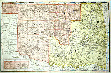 [OKLAHOMA] [ INDIAN TERRITORY]  c 1898 - Rand, McNally