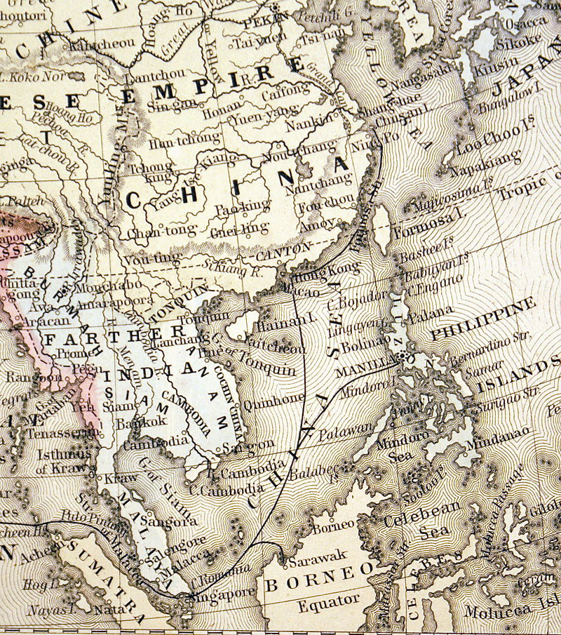 c 1866 ''MAP OF ASIA...''  - Mitchell