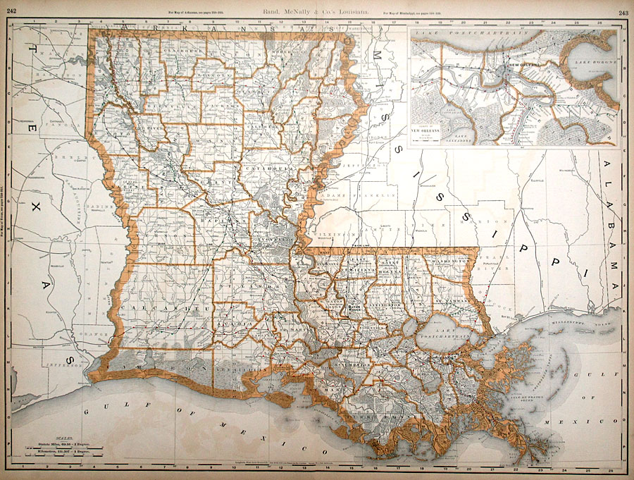 c 1892 Rand, McNally & Co. Map of Louisiana (Large)