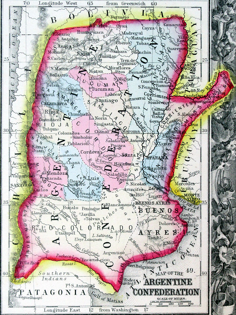 c 1860 Mitchell Map of Venezuela, Peru, Ecuador, Argentina