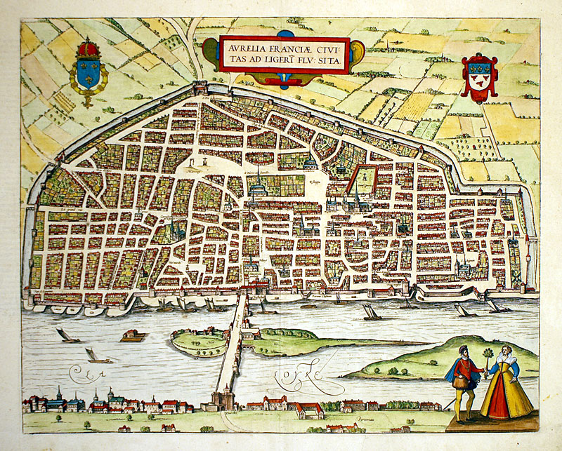 Renaissance Map of Orleans - Braun & Hogenberg, c. 1581