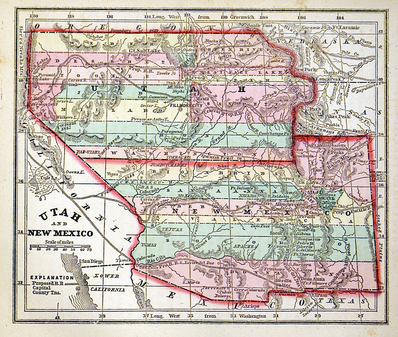 c 1857 UTAH and NEW MEXICO  - Morse & Gaston