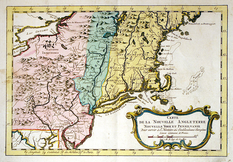 c 1757 ''Carte de la Nouvelle Angleterre...'' Bellin New England