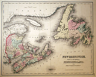 â€œNEW BRUNSWICK, NOVA SCOTIA, NEWFOUNDLAND,...'' c 1855  Colton