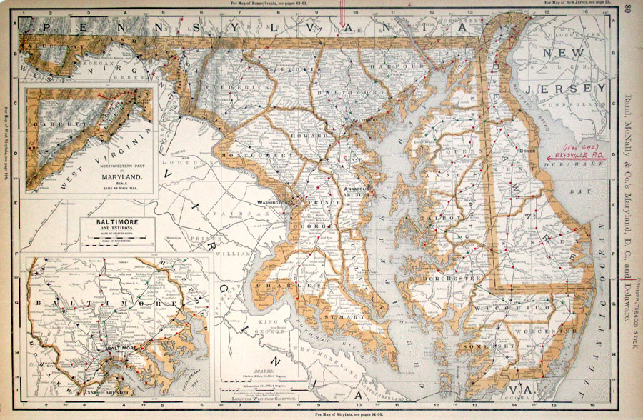 c 1893 Rand, McNally & Co Map of Maryland & Delaware