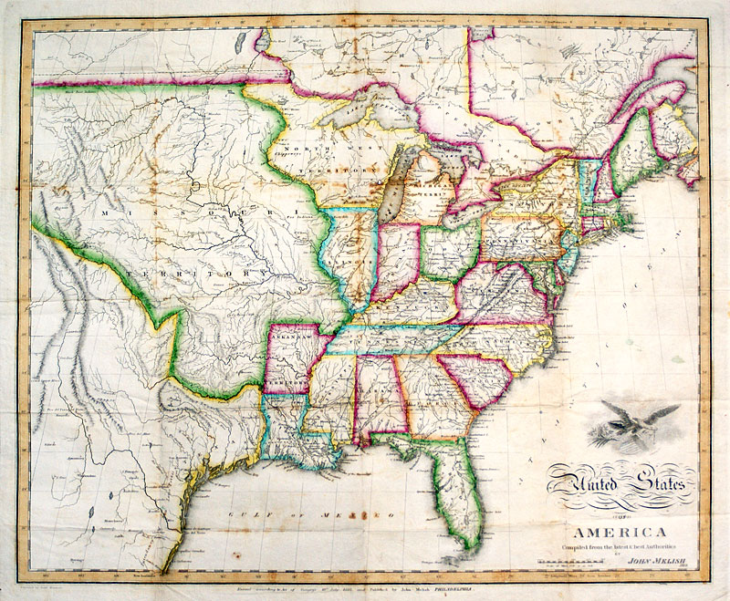 c 1819  Important Melish Map of the United States