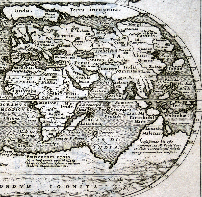 c 1596 World Map - Ortelus/Magini - First Edition [M-14377 ...