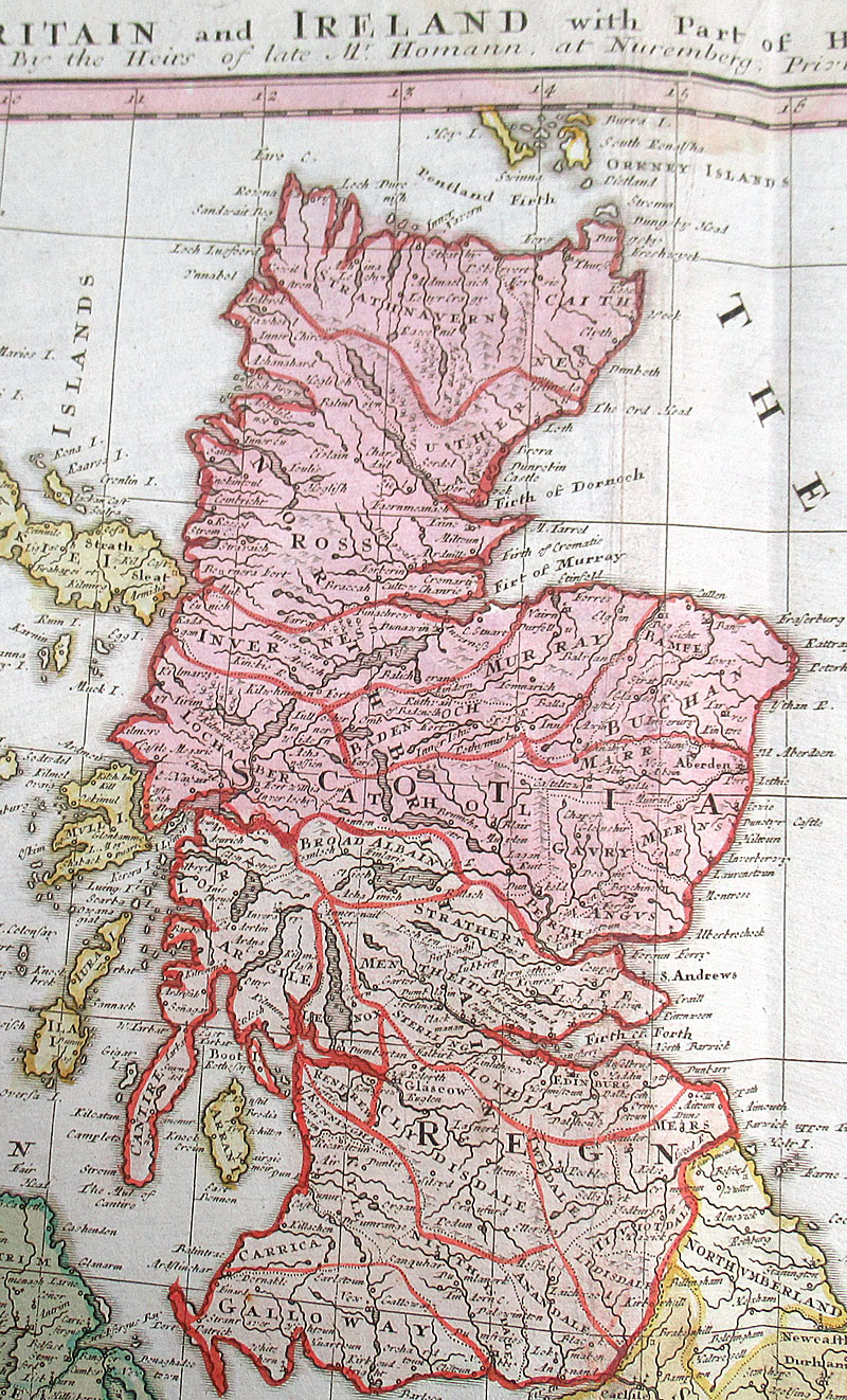 c 1729 Homann Heirs map of the British Isles