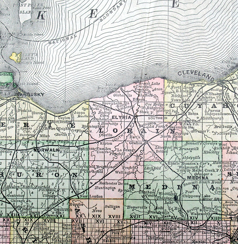 c 1881 Detailed Railroad Map of Ohio - Rand, McNally & Co.