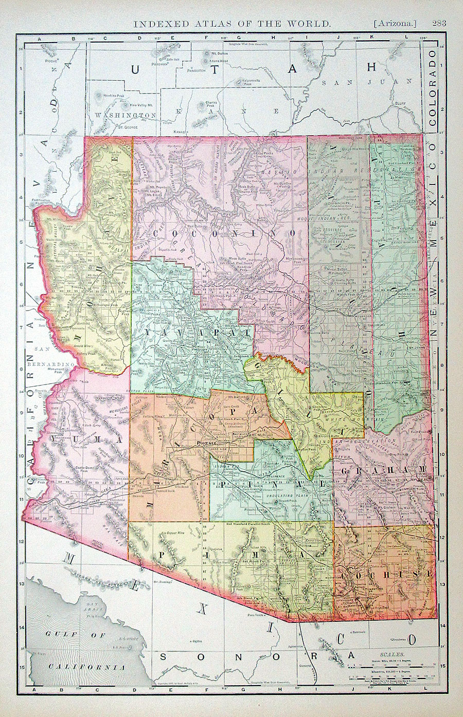 c 1898 Rand, McNally & Co Map of Arizona Territory