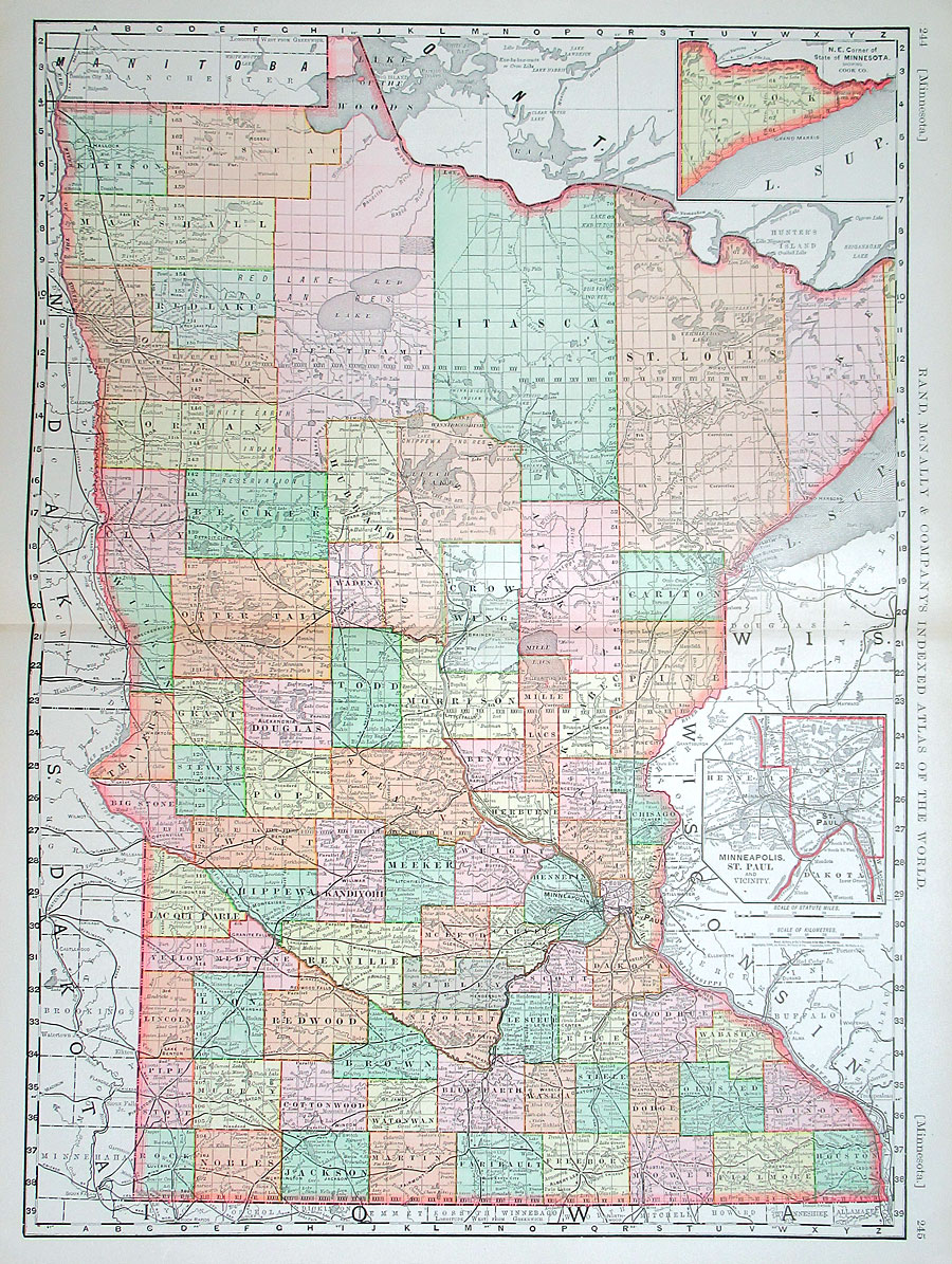 c 1898 Rand, McNally & Co Large Map of Minnesota