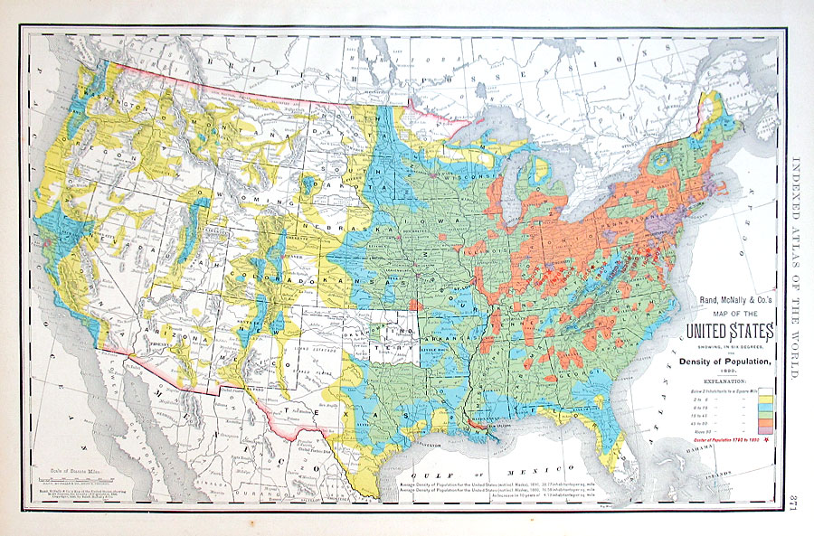 c 1898 US - Population Density in 1890 - Rand, McNally
