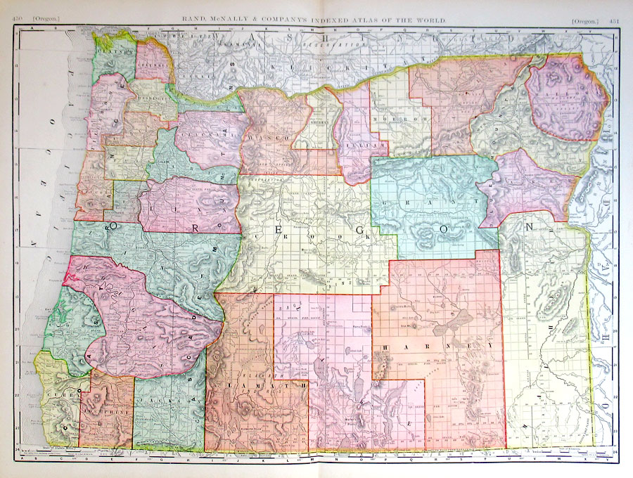 c 1898 Rand, McNally & Co Map of Oregon