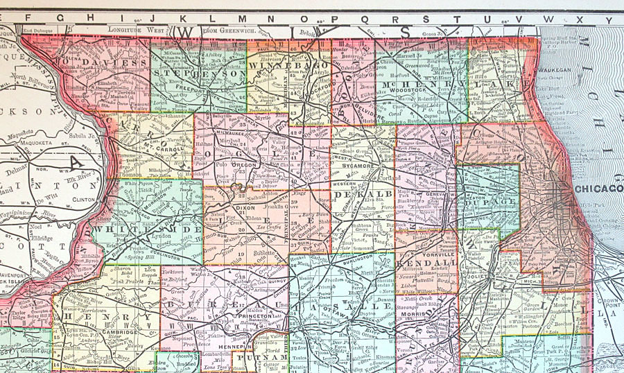 c 1898 Rand, McNally & Co Map of Illinois