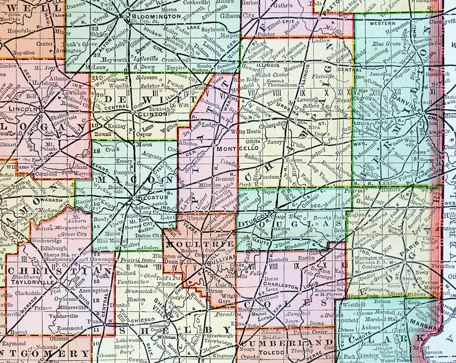 c 1898 Rand, McNally & Co Map of Illinois