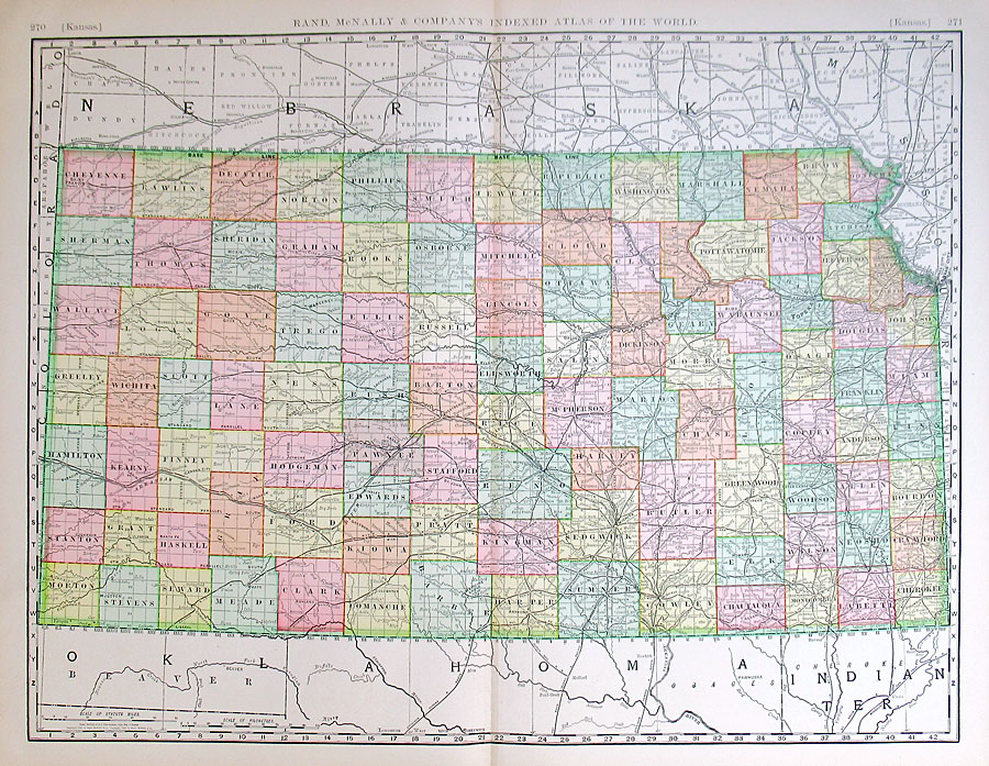 c 1898 Rand, McNally & Co. Map of Kansas