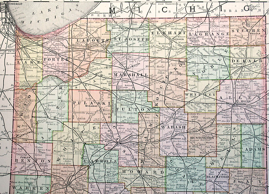 c 1894 Map of Indiana - Rand, McNally & Co.