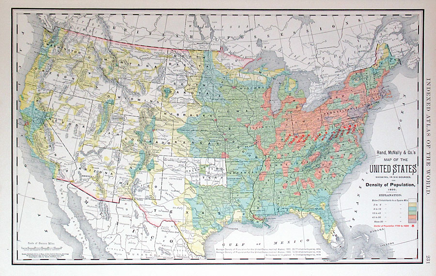 c 1892 Rand, McNally & Co United States - Population Density