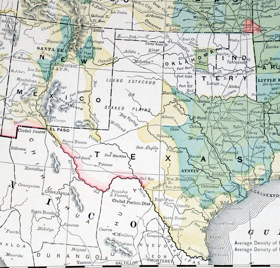 c 1892 Rand, McNally & Co United States - Population Density