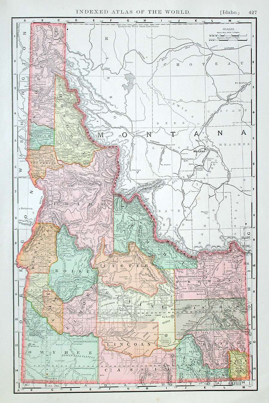 c 1895 Rand, McNally & Co map of Idaho
