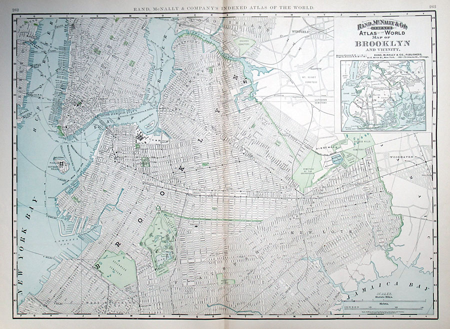 c 1892 Rand, McNally & Co Map of Brooklyn