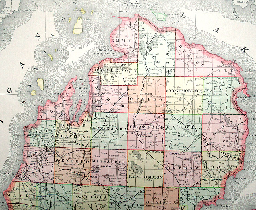 c 1898 Rand, McNally & Co Map of Michigan