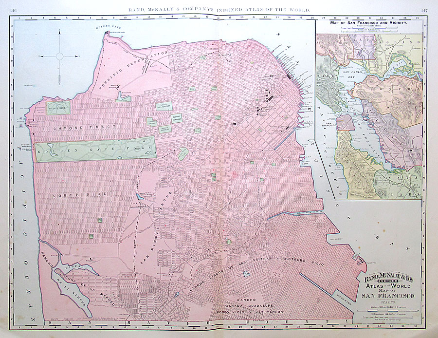 c 1891 Rand, McNally & Co large Map of San Francisco