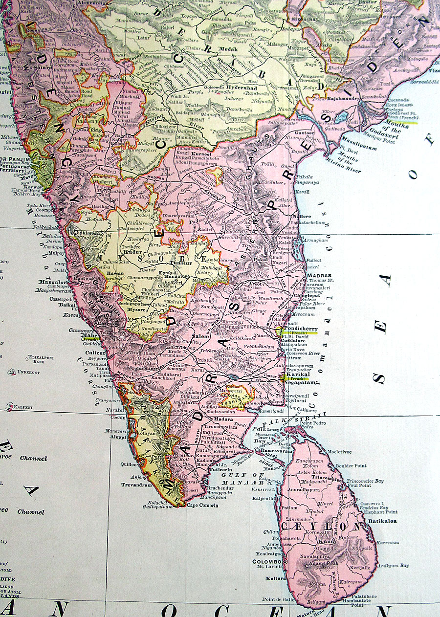 c 1898 Rand, McNally & Co Large Map of India