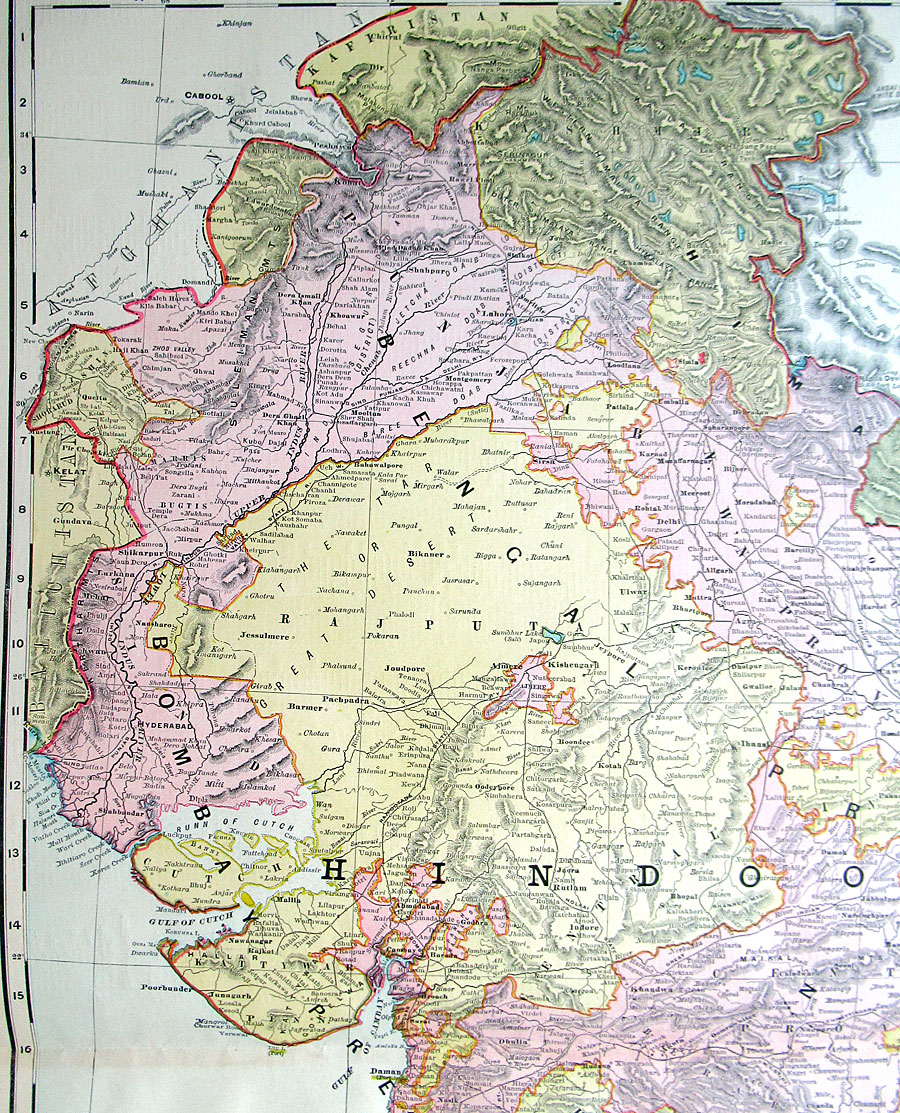 c 1898 Rand, McNally & Co Large Map of India