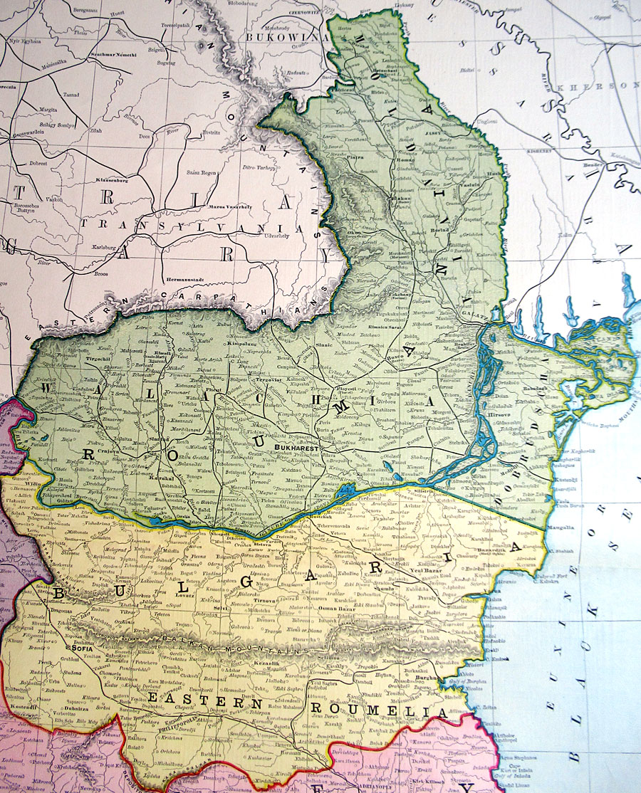 c 1898 Rand, McNally & Co Map of Romania, Bulgaria, Servia...