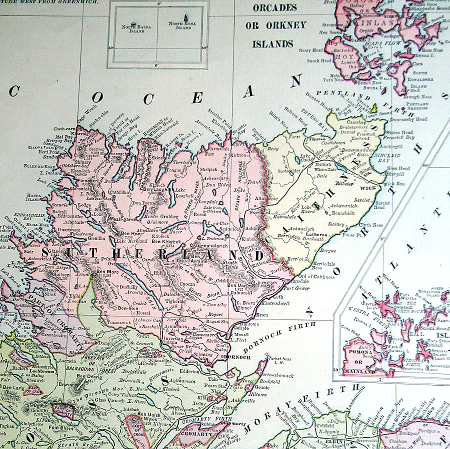 c 1891 Rand, McNally & Co Large Map of Scotland