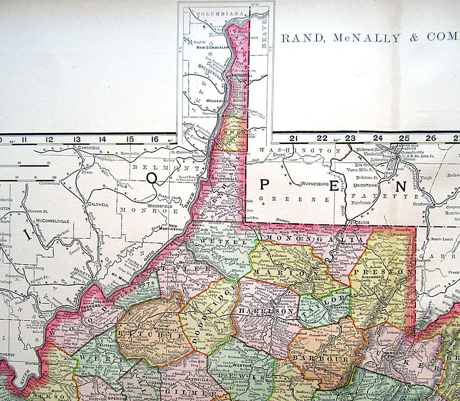 c 1898 Rand, McNally & Co Large Map of West Virginia [M14539] 60.00