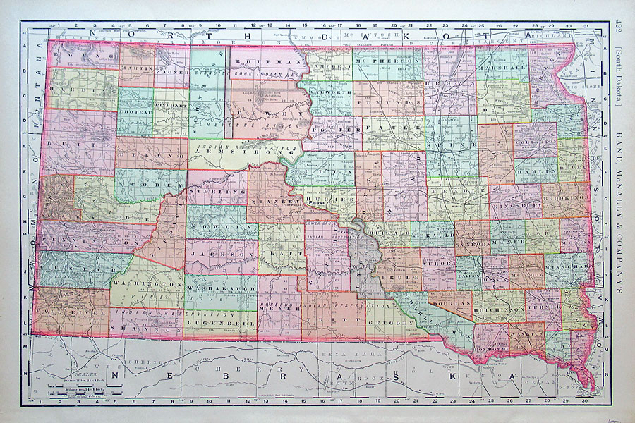 c 1898 Rand, McNally & Co Map of South Dakota