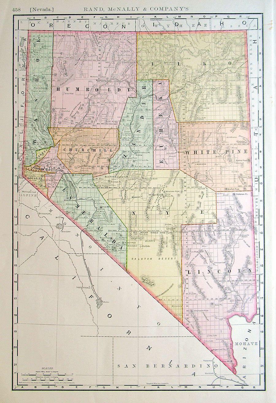 c 1893 Rand, McNally & Co Map of Nevada