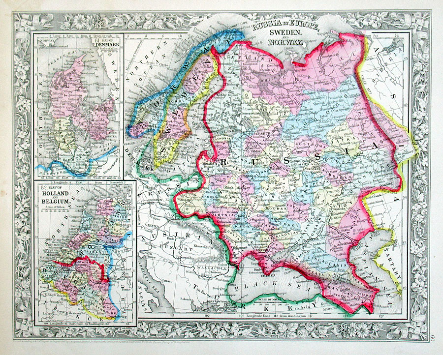 c 1862 Mitchell Russia, Ukraine, Denmark, Holland & Belgium