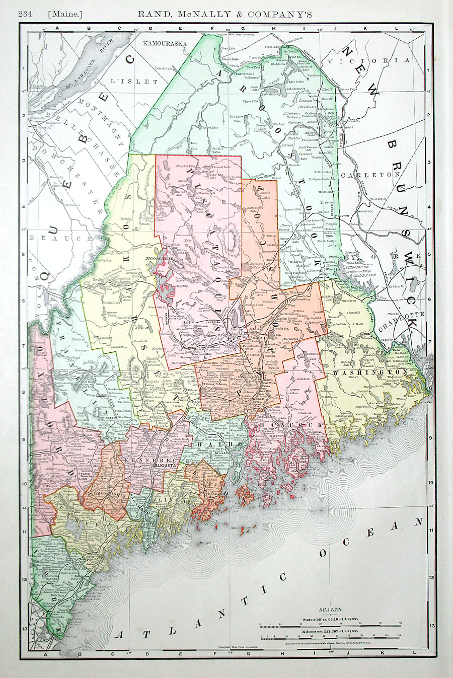 c 1893 Rand, McNally & Co Map of Maine