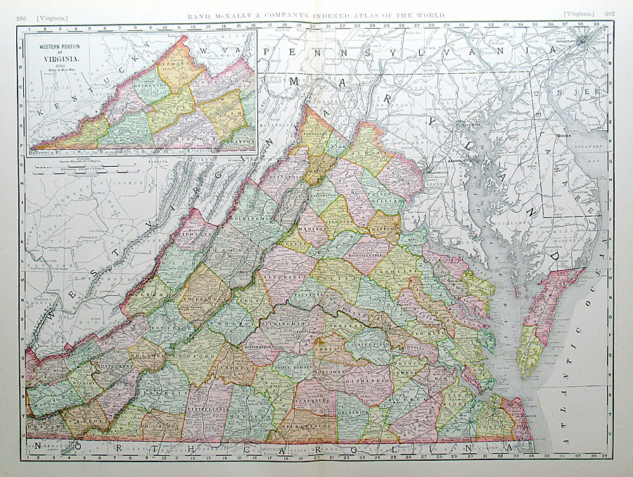 c 1894 Rand, McNally & Co Map of Virginia