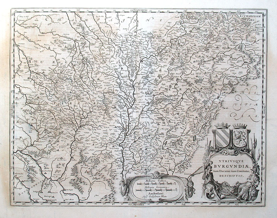 c 1642 Blaeu Map of Burgundy Region - France
