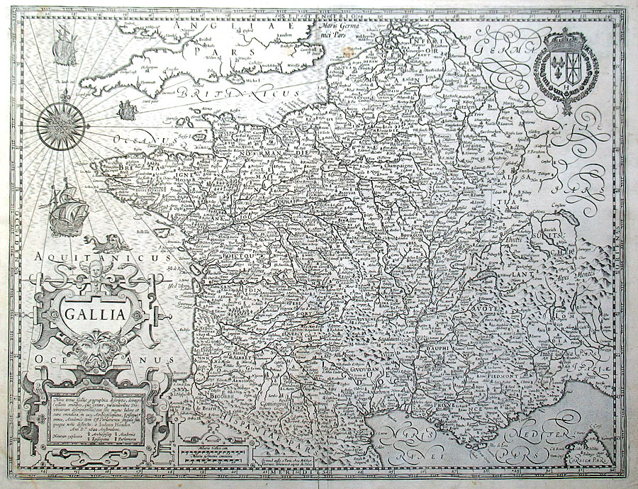 c 1623 J. Hondius Map of France, Mercator Atlas