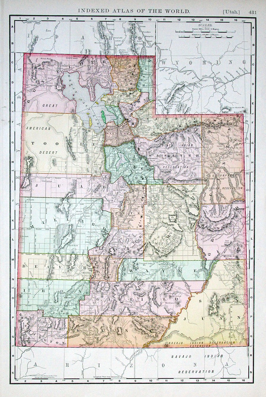 c 1894 Rand, McNally & Co Map of Utah
