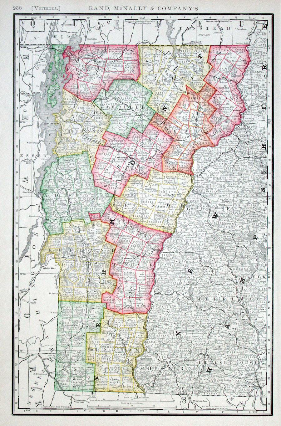 c 1898 Rand, McNally & Co Map of Vermont