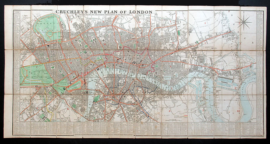 c 1831 Cruchley - Large Folding Map of London - with slipcase