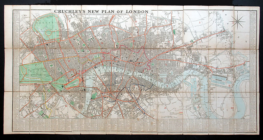c 1831 Cruchley - Large Folding Map of London - with slipcase