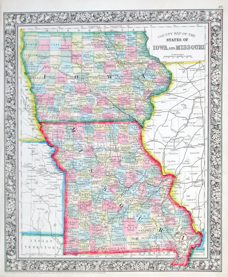 c 1863 Iowa and Missouri - Mitchell