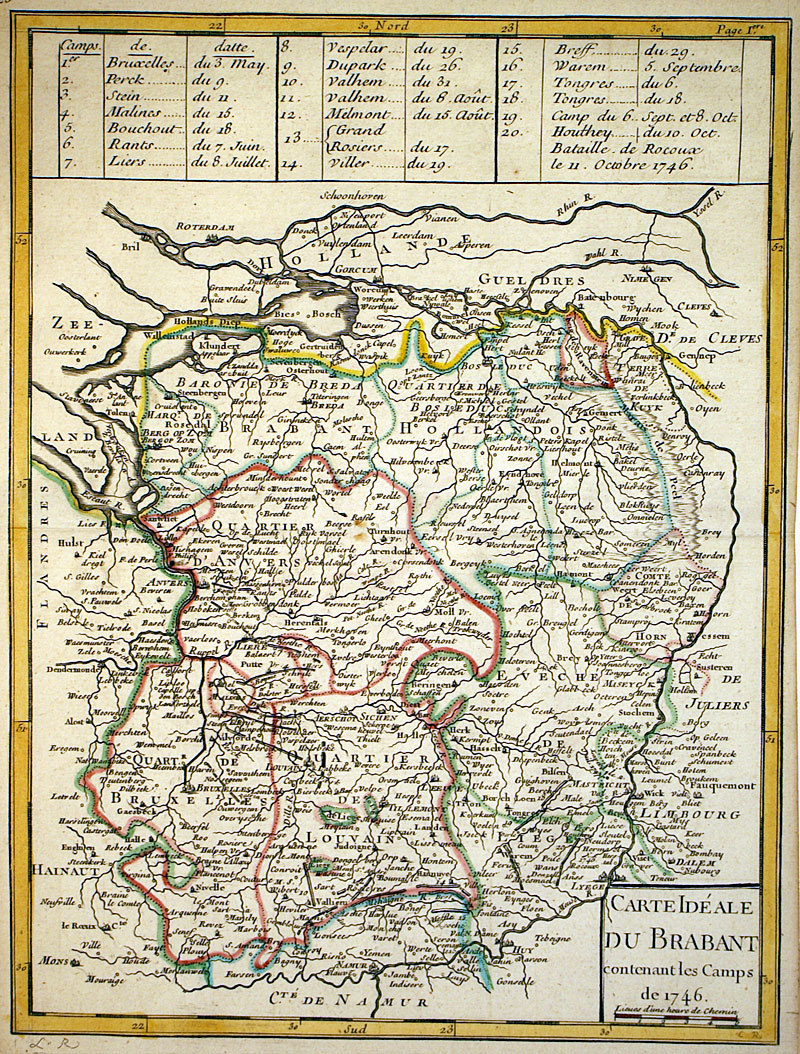 c 1748 ''CARTE IDÉALE DU BRABANT...''  - Le Rouge