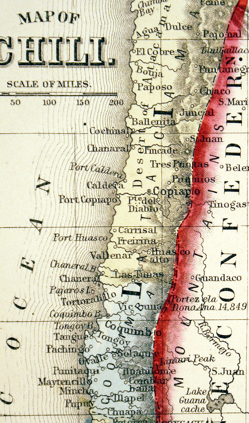c 1864 ''MAP OF CHILI, BRAZIL, BOLIVIA...''  - Mitchell