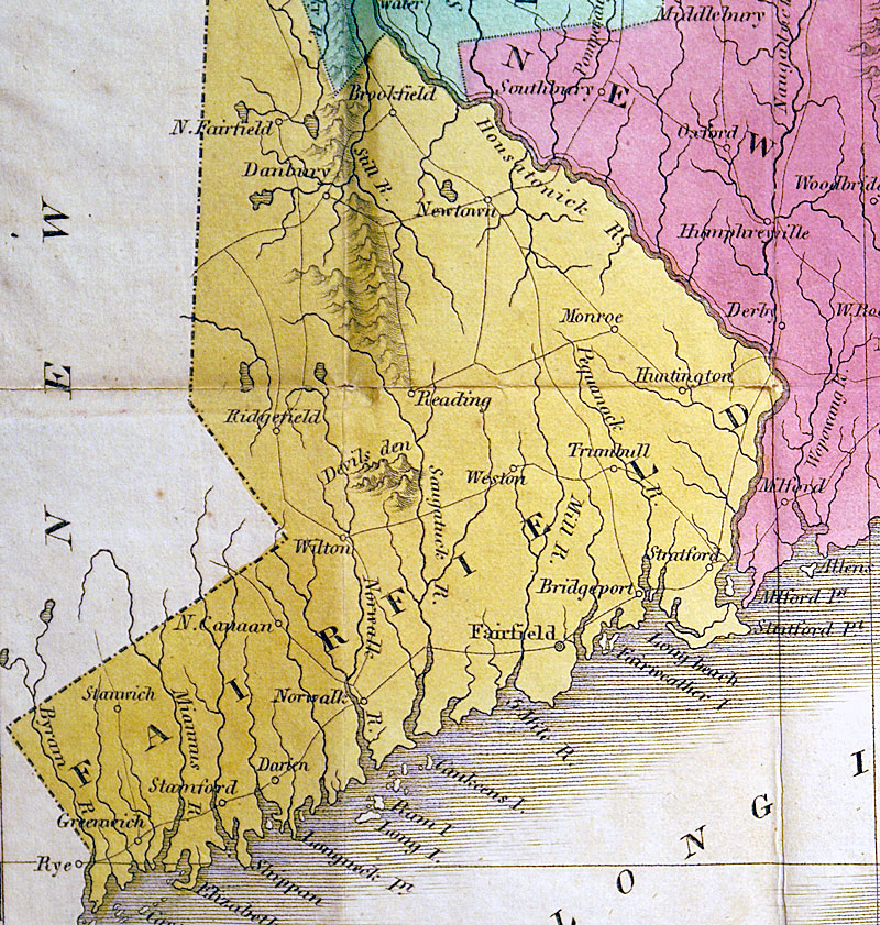 c 1831 ''CONNECTICUT''  - Finley,  Rare Pocket Map